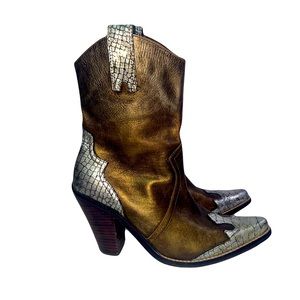 Penny Loves Kenny Gold and Silver Ankle Boots